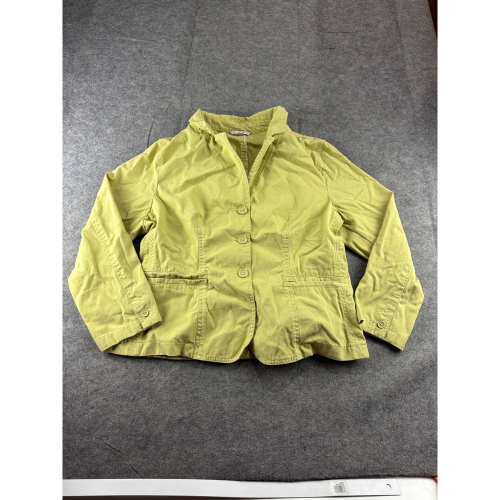 Cabi Chartreuse Yellow Green Cotton Button Front Blazer Jacket Size 16 Style 206